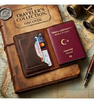 Pasaport CÜZDANI KILIFI V3 El Yapımı Hakiki Gerçek Deri Kılıf Cüzdan Kart Para Kadın Erkek Taba