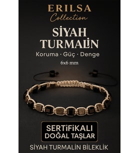 Sertifikalı Doğal Terahertz - Siyah Turmalin Taşı Bileklik 6x6 mm - Koruma ve Denge Taşı (Çok Renkli)