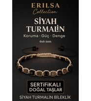 Sertifikalı Doğal Terahertz - Siyah Turmalin Taşı Bileklik 6x6 mm - Koruma ve Denge Taşı (Çok Renkli)