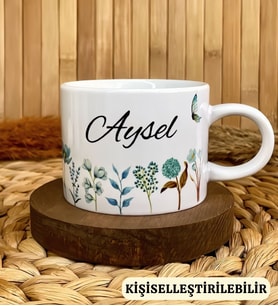 Kişiye Özel İsimli Nescafe Fincanı Kupa Mavi Bahçe