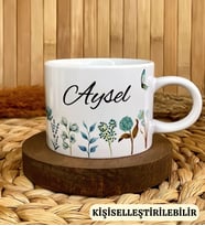 Kişiye Özel İsimli Nescafe Fincanı Kupa Mavi Bahçe