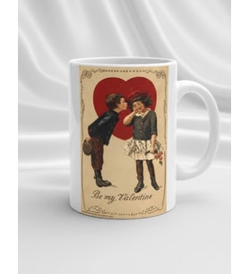 Be My Valentine Porselen Kupa - Vintage Retro Çocuk Sevgililer Hediyesi (Beyaz)