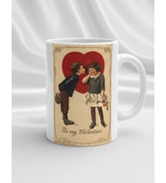 Be My Valentine Porselen Kupa - Vintage Retro Çocuk Sevgililer Hediyesi (Beyaz)