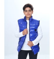 Toontoy Erkek Çocuk Parlak Görünümlü Göğsü Armalı Yelek (Saks)