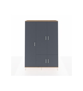 Hyperion Dolap 7 Raflı 5 Kapaklı Tek Askılı 132x44x195 Çam-Antrasit/Aytaşı