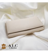 ALC Collection Krem Renkli Lüks Klasik Çıtçıt Kapaklı Kadın Cüzdan