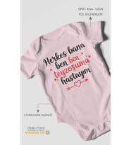Herkes Bana Ben Teyzeme Hastayım Baskılı Bebek Zıbını – Çıtçıtlı Body 8 Renk  %100 Pamuk Kısa Kol (Bebek Pembesi)