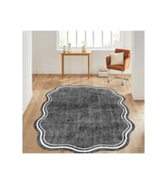 Eliana Home Baskılı, Yıkanabilir Kaymaz Taban Oval Halı LNA7035-SD245 100x150 cm (Gri)