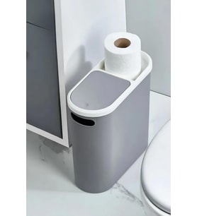 Litre Modern Tasarım Çöp Kovası – Banyo, Ofis, Mutfak İçin Hijyenik & Pratik Atık Kutusu, Gri