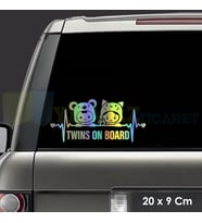 Arabada İkiz Bebek Var Hologram Oto Sticker Araba Etiket Çıkartma Aksesuar Renkli Yapıştırma 20 x 9 Cm