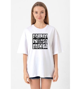 The Psycho Bunch Beyaz Kadın Oversize Tshirt