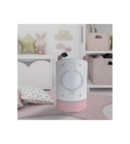 MEKTA HOME BEBEK VE ÇOCUK ODASI Çelenk ve Yıldız Desenli Pembe Gri Çerçeveli Oyuncak Sepeti