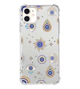 PrintiFy Apple iPhone 11 Uyumlu Nazar Boncuğu 5 Baskılı Şeffaf Köşe Korumalı Antişok Kılıf