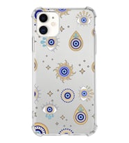 PrintiFy Apple iPhone 11 Uyumlu Nazar Boncuğu 5 Baskılı Şeffaf Köşe Korumalı Antişok Kılıf