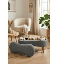 Scala Sandıklı Bohem Ahşap Ayaklı Puf/Bench, Gri