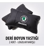Skoda Karoq koltuk koltuk kılıf uyumlu yastık - araç logo ve marka nakışlı 2li set