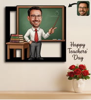BK Gift Kişiye Özel Erkek Öğretmen Karikatürlü 3D Ahşap Tablo -7, Öğretmene Hediye, Öğretmenler Günü Hediyesi