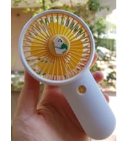 Şarjli Mini El Fanı Masa Fanı Soğutucu Masa Üstü Vantilatör Usb Stantlı Cep Telefonu Tutucu Sarı (Sarı-Beyaz)
