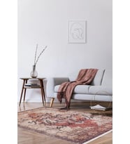 Bej Çok Renkli Eskitme Halı Modern Salon Halısı Dijital Baskı Bordür Detaylı Yumuşak Doku