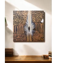 Ormanda Kadın Temalı Akrilik Tuval Tablo - 60x60 cm, El Yapımı