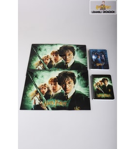 DEKOMUS İLE LİSANSLI HARRY POTTER 2 ADET ÇITÇIT DOSYA VE 2 ADET SPIRALLI A6 ÇİZGİLİ NOT DEFTERİ / BLOKNOT OKUL SETİ