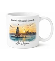 Üsküdar Temalı İstanbul Kupası Özel Tasarım Baskılı Porselen Kupa Bardak Hediye