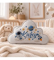 BK Gift Kişiye Özel İsimli Gri Bulut Yastık-4 - Bebek ve Çocuk Odası Dekoratif Yastık 34,5x22 cm