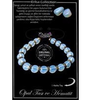 Sertifikalı Gerçek Hematit - Opal Taşı Bileklik - Ayarlamalı (Çok Renkli)