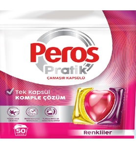 Peros Çamaşır Deterjanı Tableti (Kapsülü) Renkliler İçin 50 Adet