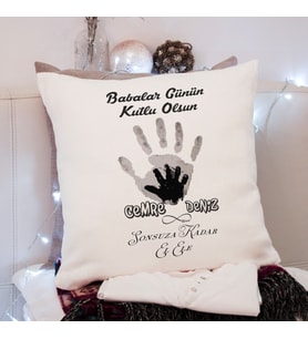 Babalar Günü ( Sonsuza Kadar El Ele ) Tasarımlı Yastık Kişiye Özel