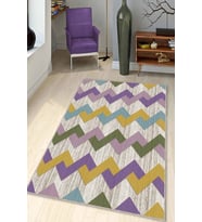 Çok Renkli Zigzag Kaymaz Tabanlı Dekoratif Halı KN008 - 100 x 160 cm