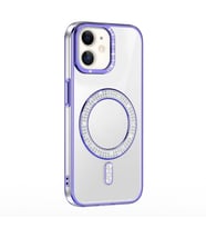 Apple iPhone 11 Uyumlu Kılıf Pırlanta Taş Tasarımlı M-safe Şarj Özellikli Zore Karetta Silikon Kapak (Mor)
