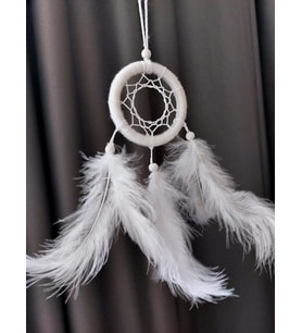 Dikiz Aynası Süsü/Rüya Kapanı/Düş Kapanı/Dreamcatcher/Handmade/El Yapımı/Beyaz Dreamcatcher