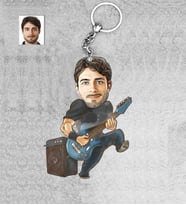Kişiye Özel Gitarist Erkek Ahşap Anahtarlık-3