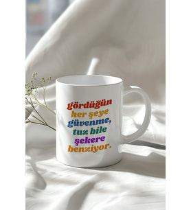 Motivasyon Söz Tasarımlı 330ml Baskılı Beyaz Seramik Kupa Bardak