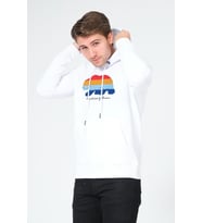 Süzene Nakış Ayı Baskılı Kapüşonlu Beyaz Sweatshirt Polarlı