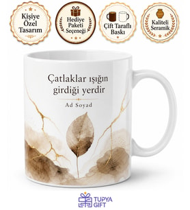 Wabi Sabi Temalı Baskılı Kupa Bardak Porselen Hediye Mug Minimal Tasarım