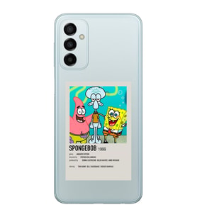Samsung Galaxy M14 Uyumlu Sunger Bob Minimalist Poster Desenli Şeffaf Telefon Kılıfı