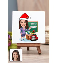 Kadın Öğretmene Yılbaşı Hediyesi Karikatürlü Masa Dekoru