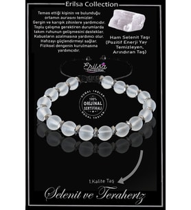 Sertifikalı Fasetli Hematit - Selenit Taşı Bileklik - Ayarlamalı (Beyaz)
