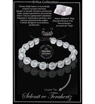 Sertifikalı Fasetli Hematit - Selenit Taşı Bileklik - Ayarlamalı (Beyaz)
