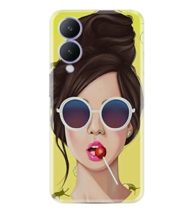 Vivo Y17s Kılıf Resimli Desenli Baskılı Silikon Lollipop Woman 1416