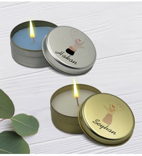 BK Gift Kişiye Özel Çift Tasarımlı Silver ve Gold Metal Kutuda Kokulu Mum Hediye Seti - 2, Ev Hediyesi, Sevgiliye, Arkadaşa Hediye, Kokulu Mum