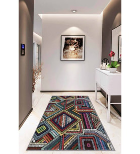 Çok Renkli Colorful Kaymaz Tabanlı Dekoratif Halı RV249 - 100 x 160 cm