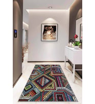 Çok Renkli Colorful Kaymaz Tabanlı Dekoratif Halı RV249 - 100 x 160 cm