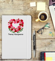 İsme Özel Çiçek Desen Baskılı Defter ve Kalem