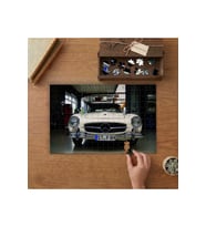 Nostaljik Araba - Beyaz Klasik Araba Tasarımı 240 parça Ahşap Puzzle Ahşap Kutuda MP02097