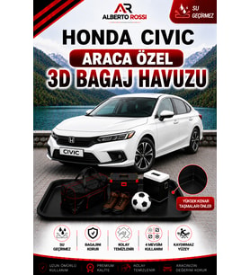 Honda Civic 2021 - 2026 Araca Özel 3D Bagaj Havuzu