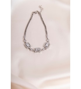 Baget Taşlı Pırlanta Görünümlü Bileklik Silver 925 Ayar Gümüş
