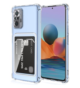Teknomoda Redmi Note 10 Kılıf Kartlıklı Anti Şok Korumalı Şeffaf Silikon Şeffaf Açık